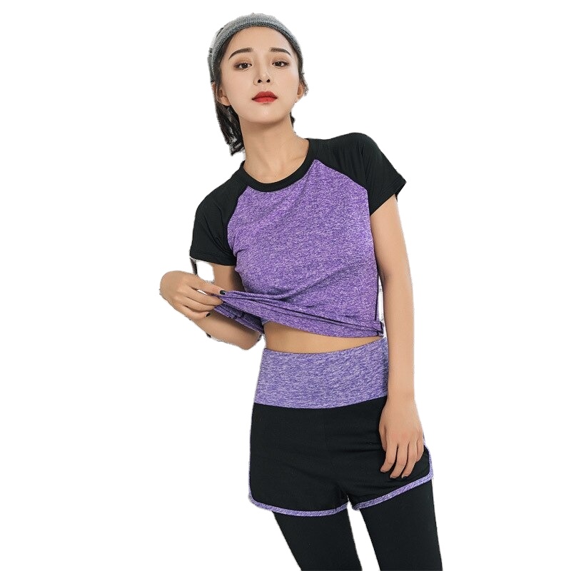 Damen Yoga Top Fitness Kurzarm T-Shirt