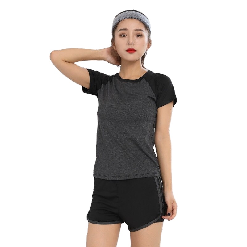 Damen Yoga Top Fitness Kurzarm T-Shirt